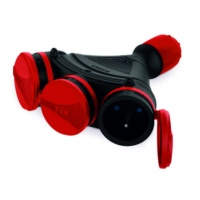 Gniazdo trzykrotne z klapką hermetyczną, 3x2p+Z IP54, EXTREM, rozberialne, czarno-czerwony GN-X3/54 | W-01156 Plastrol