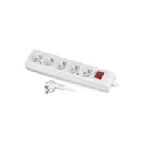 Przedłużacz z sześcioktotnym gniazdem z wyłącznikiem ECO 6X2p+Z, 10A 1,5m biały PS-670WS/1,5 | W-98170 Plastrol
