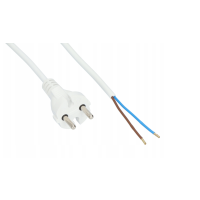 Przewód przyłączeniowy z wtyczką prostą IP20 , 2x1, H05VV-F, 5m, biały PP-21/5M/2X1/H05VV-F | W-98343 Plastrol