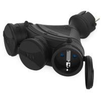 Rozgałęźnik trzykrotny z klapką hermet. 3x2p+Z IP44 EXTREM SCHUKO rozberialne czarno-czarny R-X3/44S | W-01162 Plastrol
