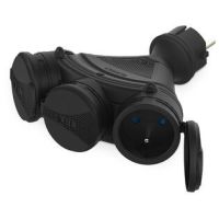 Rozgałęźnik trzykrotny z klapką hermetyczną, 3x2p+Z IP54, EXTREM, rozberialne, czarno-czarny R-X3/54 | W-01154 Plastrol