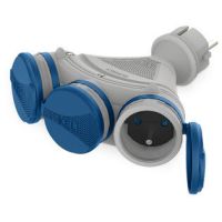 Rozgałęźnik trzykrotny z klapką hermet. 3x2p+Z IP54 EXTREM, rozberialne, szaro-niebieski R-X3/54 | W-01153 Plastrol