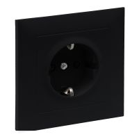 Gniazdo Schuko 2P+Z 16A 250V z przesłoną kompletne zaciski śrubowe, czarny, Suno | 721428 Legrand