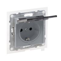 Gniazdo Schuko 2P+Z- 16A 250V z przesłoną IP44 zaciski automatyczne, aluminium, Suno | 721323 Legrand