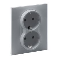 Gniazdo Schuko 2x2P+Z z przesłoną zaciski automatyczne (monoblok), aluminium, Suno | 721326 Legrand
