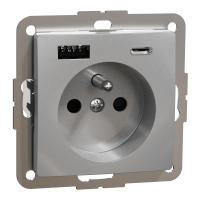 Gniazdo ładowania USB 2P+PE z przesłonami i gniazdem ładowania USB A+C 3A | SDD113072 Schneider Electric