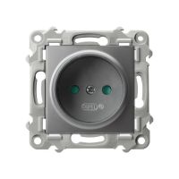 Gniazdo pojedyncze z przesłonami szary mat SZAFIR | GP-1ZP/m/70 Ospel