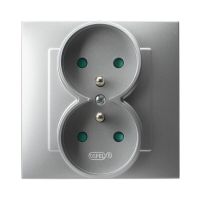 Gniazdo podwójne z uziemieniem srebro SZAFIR | GP-2ZZP/18 Ospel