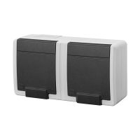 Gniazdo natynkowe podwójne z uziemieniem 2x2p+z poziom IP 55, szary 7035/7016, AQUANT 2K | 5042-10 Elektro-Plast Nasielsk