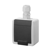 Gniazdo natynkowe pojedyncze z uziemieniem 2p+z IP 65, szary 7035/7016, AQUANT 2K | 5041-65 Elektro-Plast Nasielsk
