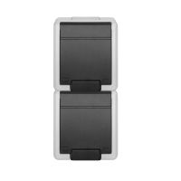 Gniazdo natynkowe podwójne z uziemieniem 2x2p+z pion IP 55, szary 7035/7016, AQUANT 2K | 5052-10 Elektro-Plast Nasielsk