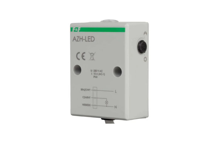 Automat zmierzchowy AZH-LED 230V/10A z wewn. czujnikiem światłoczułym do załączania oświetlenia LED | AZH-LED F&F