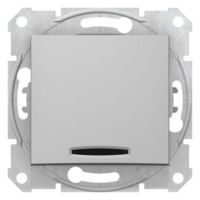 Przycisk bez symbolu z podświetlaczem LED 10AX/250V aluminium, Sedna | SDN1600160 Schneider Electric