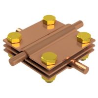 Złącze krzyżowe 4xM8x30 trzy płytki, B do 40mm, drut Fi- 5-12mm miedź/mosiądz | AH01062 AH Hardt