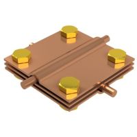 Złącze krzyżowe 4xM10x25, trzy płytki płaskie, B do 50mm mosiądz | AH01182 AH Hardt