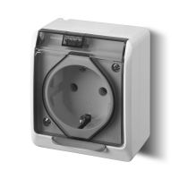 Gniazdo n/t pojedyncze 2P+Z Schuko IP44, białe dymne, Hermes | 0324-01 Elektro-Plast Nasielsk