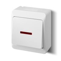 Łącznik hermetyczny natynkowy jednobiegunowy (schodowy) z podświetleniem IP44, biały, Hermes | 0341-02 Elektro-Plast Nasielsk