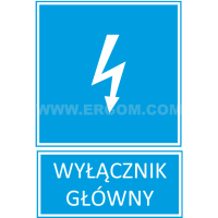 Tabliczka TZI 74X105S napis: Wyłącznik główny | E04TZ-01041120200 Ergom