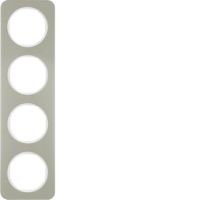 Ramka poczwórna, stal szlachetna/biały, R.1 | 10142114 Hager