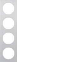 Ramka poczwórna, alu/biały, R.3 | 10142274 Hager
