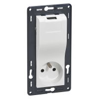 Gniazdo 2p+z 16A zaciski sprężynowe z przesłoną z ładowarką usb 1000 ma białe Niloe | 764528 Legrand