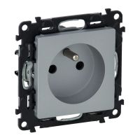 Gniazdo pojedyncze z/u 16A, z przesłoną styków, zaciski sprężynowe, aluminium, Valena Life | 753380 Legrand