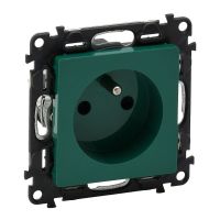 Gniazdo pojedyncze z/u 16A, z przesłoną styków, zaciski sprężynowe, zielone, Valena Life | 753389 Legrand