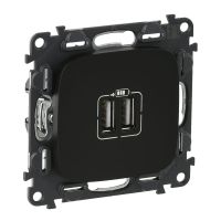 Gniazdo ładowania USB, podwójne, czarne, Valena Allure | 754998 Legrand