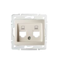 Adapter gniazdo komputerowe podwójne niezależne (2xRJ45 Jack), bez gniazda DOMO 01-1419-003, kremowy | 25931 Kanlux