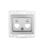 Adapter gniazdo komputerowe podwójne niezależne (2xRJ45 Jack), bez gniazda DOMO 01-1419-043, srebrny | 25932 Kanlux