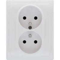 Gniazdo podwójne z/u kompletne 2x2P+Z, 16A, 250V~, białe, Kos 66 | 660436 Kos