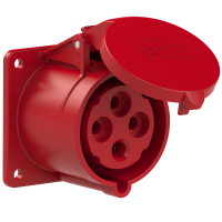 Gniazdo tablicowe proste 32A 3P+Z 400V 50/60Hz 6h IP44 kołnierz 75x75mm | 324-6F7 PCE