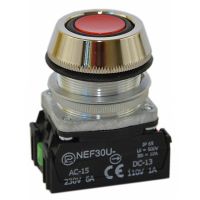 Przycisk sterowniczy z guzikiem krytym NEF30-UK2X, pod otwór Fi-30mm, styki 2NO, czerwony | W0-NEF30-UK 2X C Promet