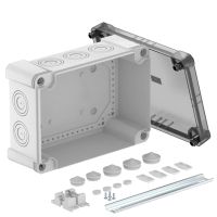 Puszka odgałęźna z transparentną pokrywą i szyną 2069 286x202x125, PC X25 R LGR-TR | 2005104 Obo Bettermann