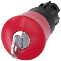 Przycisk grzybkowy awaryjny, 40mm, z zamkiem Ronis 455, czerwony | 3SU1000-1HG20-0AA0 Siemens