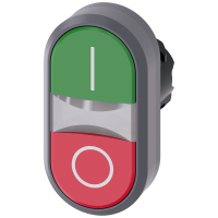 Napęd przycisku SIRIUS ACT fi22 metal matowy, 2-klawisz. z podśw. płaski zielony/płaski czerwony | 3SU1031-3AB42-0AK0 Siemens