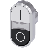 Napęd przycisku SIRIUS ACT fi22 metal połysk, 2-klawisz. płaski biało/płaski czarny (I O) | 3SU1050-3AB61-0AK0 Siemens