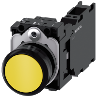 Przycisk SIRIUS ACT fi22 plastik, płaski żółty 1NO+1NC, zaciski spręż. | 3SU1100-0AB30-3FA0 Siemens