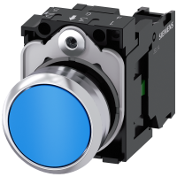 Przycisk okrągły, płaski, Sirius Act, 22m, z samopowrotem, metal, błyszczący, niebieski | 3SU1150-0AB50-1BA0 Siemens