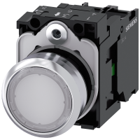 Przycisk SIRIUS ACT fi22 metal połysk,płaski podśw. biały LED 24VAC/DC 1NO, zaciski śrub. | 3SU1152-0AB60-1BA0 Siemens
