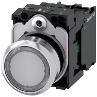 Przycisk podświetlany 22mm okrągły metal płaski ​​1NO moduł LED z diodą LED 24VAC/DC zacisk śrubowy | 3SU1152-0AB70-1BA0 Siemens