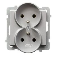 Gniazdo podwójne z/u 16A, zaciski gwintowe, srebro mat, Sonata | GP-2RRZ/m/38 Ospel