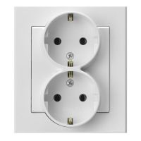 Gniazdo podwójne z/u Schuko, 16A, zaciski gwintowe, białe, Sonata | GP-2RS/00 Ospel