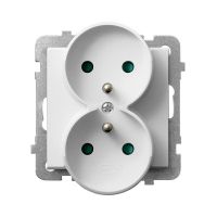 Gniazdo podwójne z/u, z przesłoną styków 16A, zaciski gwintowe, białe, Sonata | GP-2RRZP/m/00 Ospel