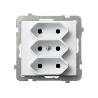 Gniazdo potrójne EURO, 2,5A/250~, IP20, zaciski gwintowe, białe, Sonata | GP-3R/m/00 Ospel