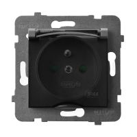 Gniazdo bryzgoszczelne z/u IP-44 z przesłonami torów prądowych szary mat Aria | GPH-1UZP/m/70/d Ospel