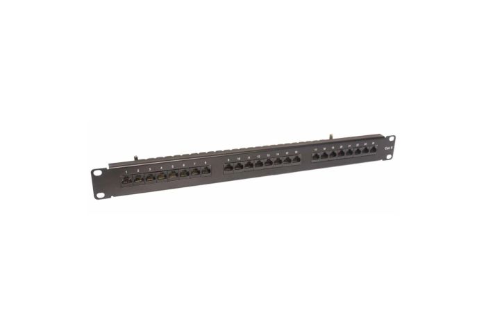 Panel kat. 6 19" 1U 24xRJ45 UTP czarny z półką | CCAS-PA6-24UTP-O C C Partners