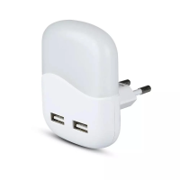 Lampka nocna do gniazdka LED z USB V-TAC SAMSUNG CHIP kwadrat VT-84-SQ 4000K 10lm | 3800157645041 LED EUROPE