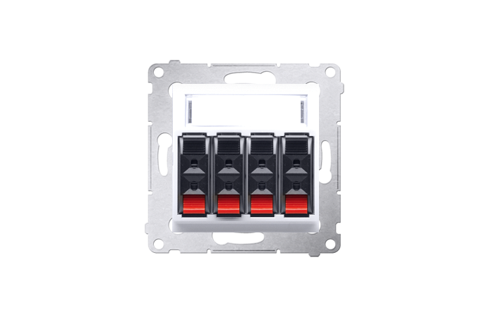 Gniazdo głośnikowe 4-krotne z polem opisowym, biały DGL34.01/11 Simon 54 | DGL34.01/11 Kontakt Simon