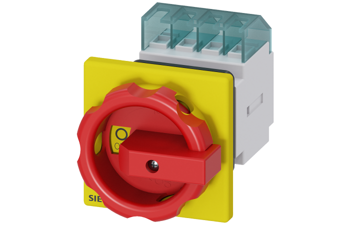 Rozłącznik główny/awaryjny 3LD2 3P 16A 7,5kW montaż tablicowy żółto-czerwone pokrętło | 3LD2054-0TK53 Siemens